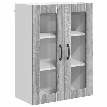 vidaXL Wall Glass Cabinet LUCCA Grey Sonoma 60 x 31 x 80 cm