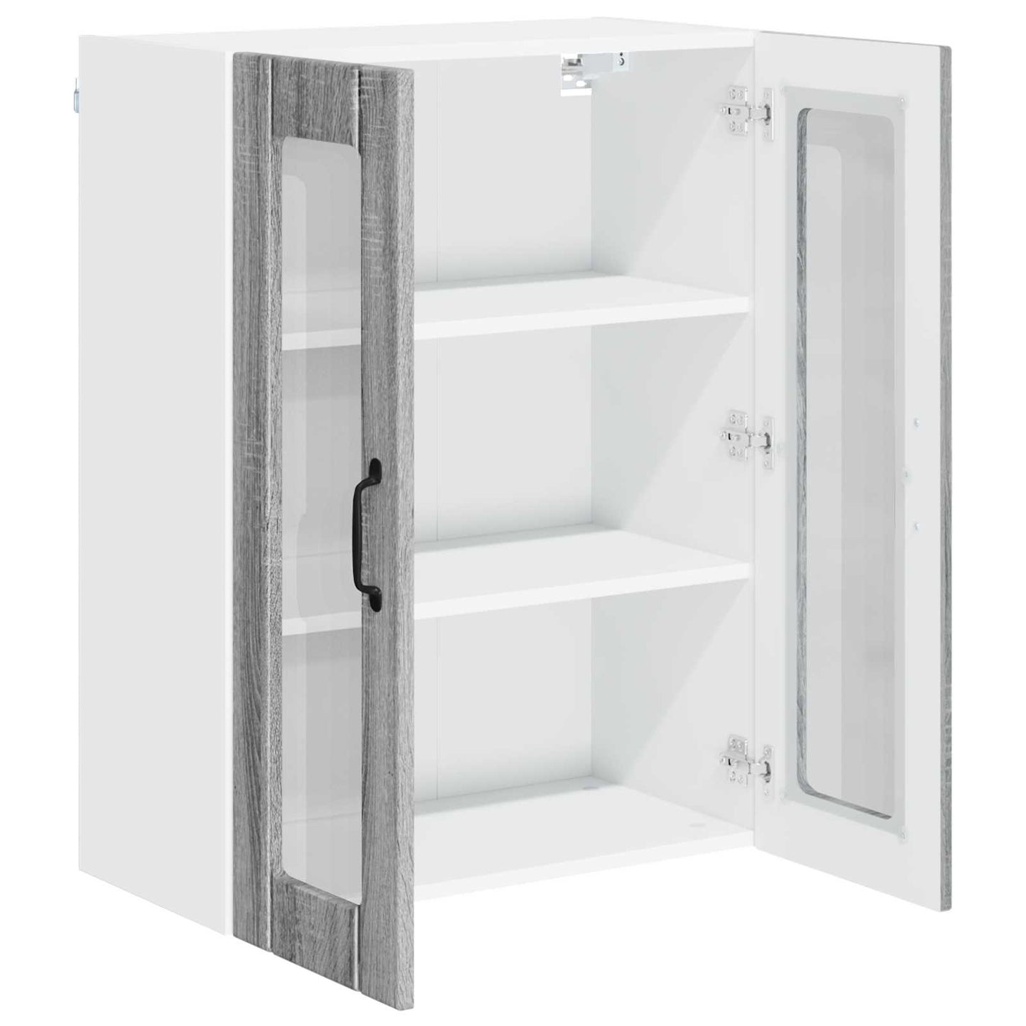 vidaXL Wall Glass Cabinet LUCCA Grey Sonoma 60 x 31 x 80 cm