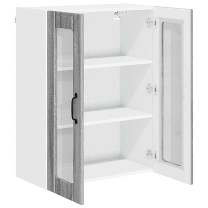 vidaXL Wall Glass Cabinet LUCCA Grey Sonoma 60 x 31 x 80 cm