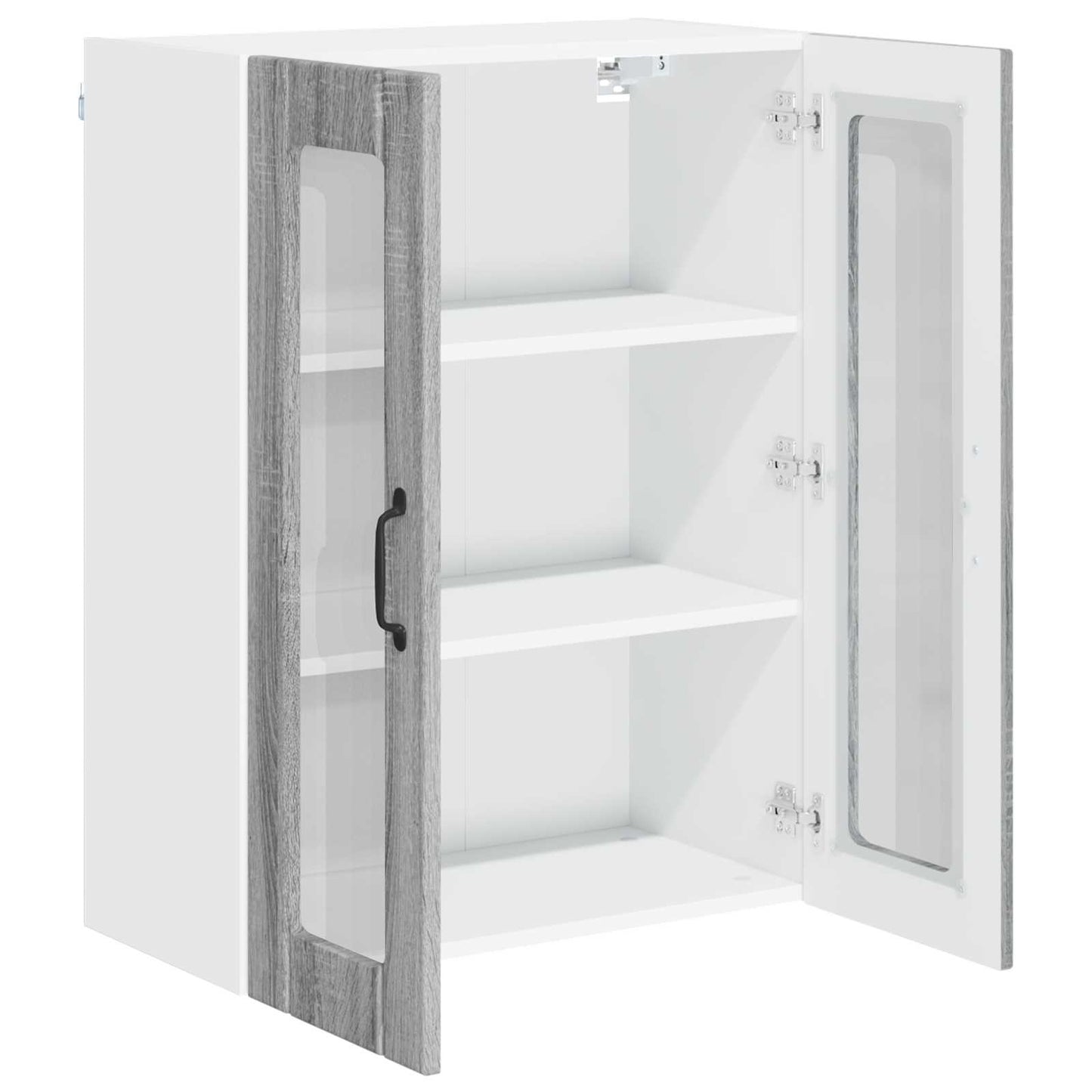 vidaXL Wall Glass Cabinet LUCCA Grey Sonoma 60 x 31 x 80 cm