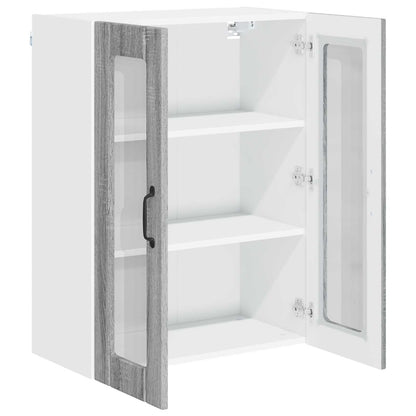 vidaXL Wall Glass Cabinet LUCCA Grey Sonoma 60 x 31 x 80 cm