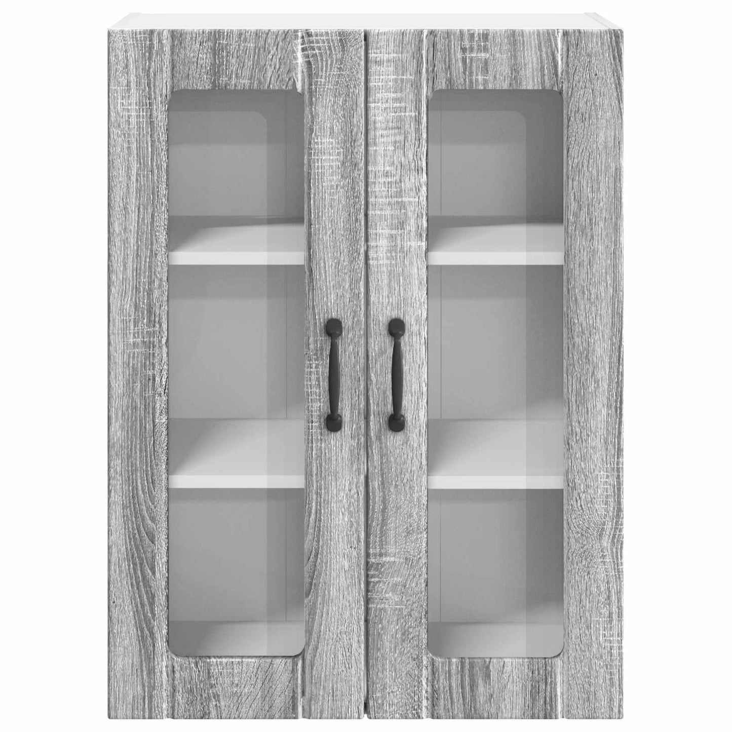 vidaXL Wall Glass Cabinet LUCCA Grey Sonoma 60 x 31 x 80 cm