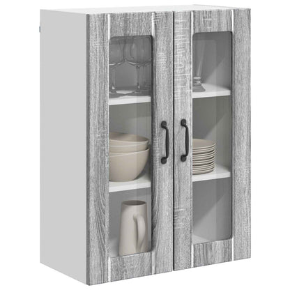 vidaXL Wall Glass Cabinet LUCCA Grey Sonoma 60 x 31 x 80 cm