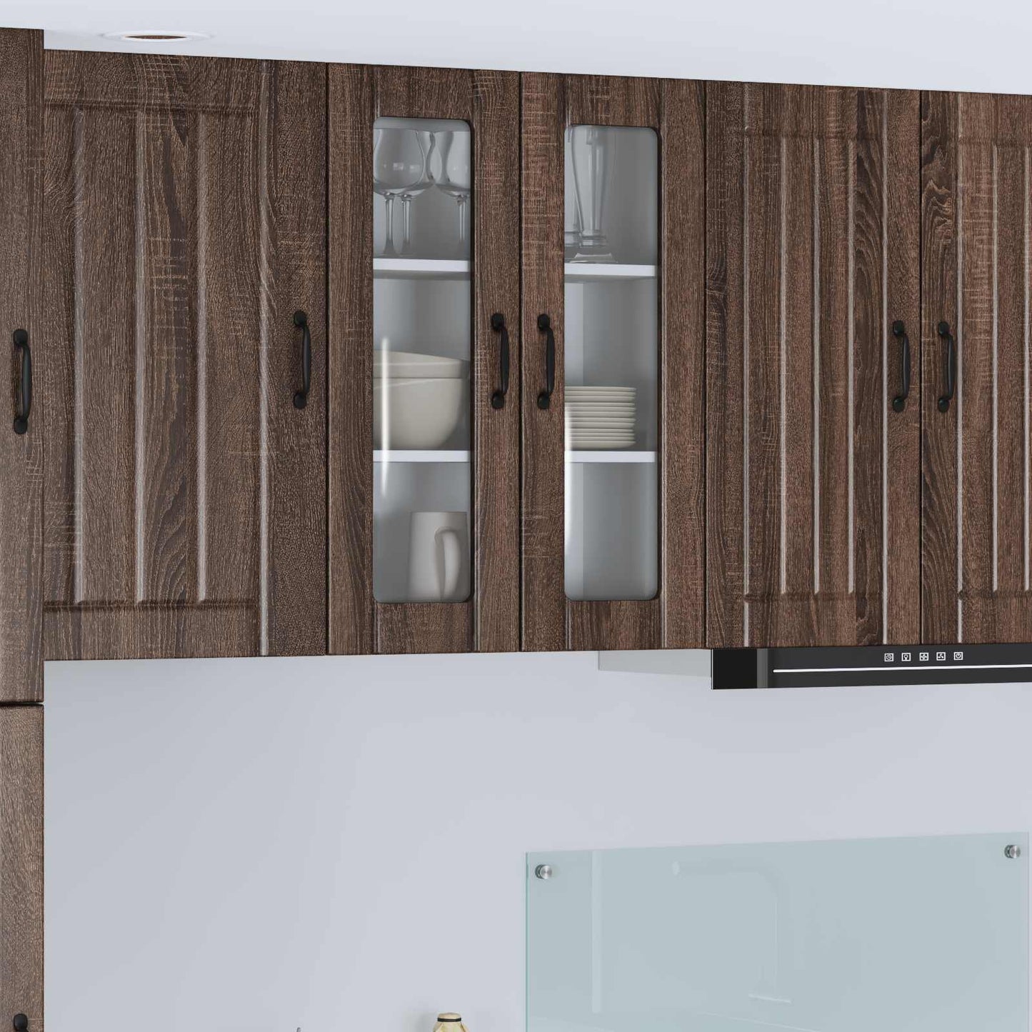 vidaXL Wall Glass Cabinet LUCCA Brown Oak 60 x 31 x 80 cm