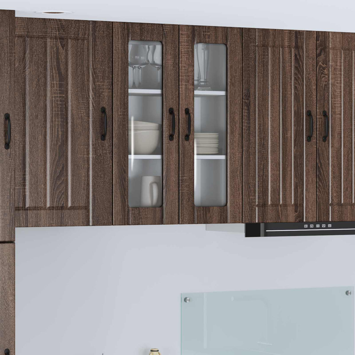 vidaXL Wall Glass Cabinet LUCCA Brown Oak 60 x 31 x 80 cm