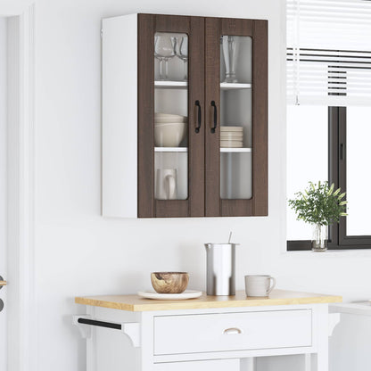 vidaXL Wall Glass Cabinet LUCCA Brown Oak 60 x 31 x 80 cm