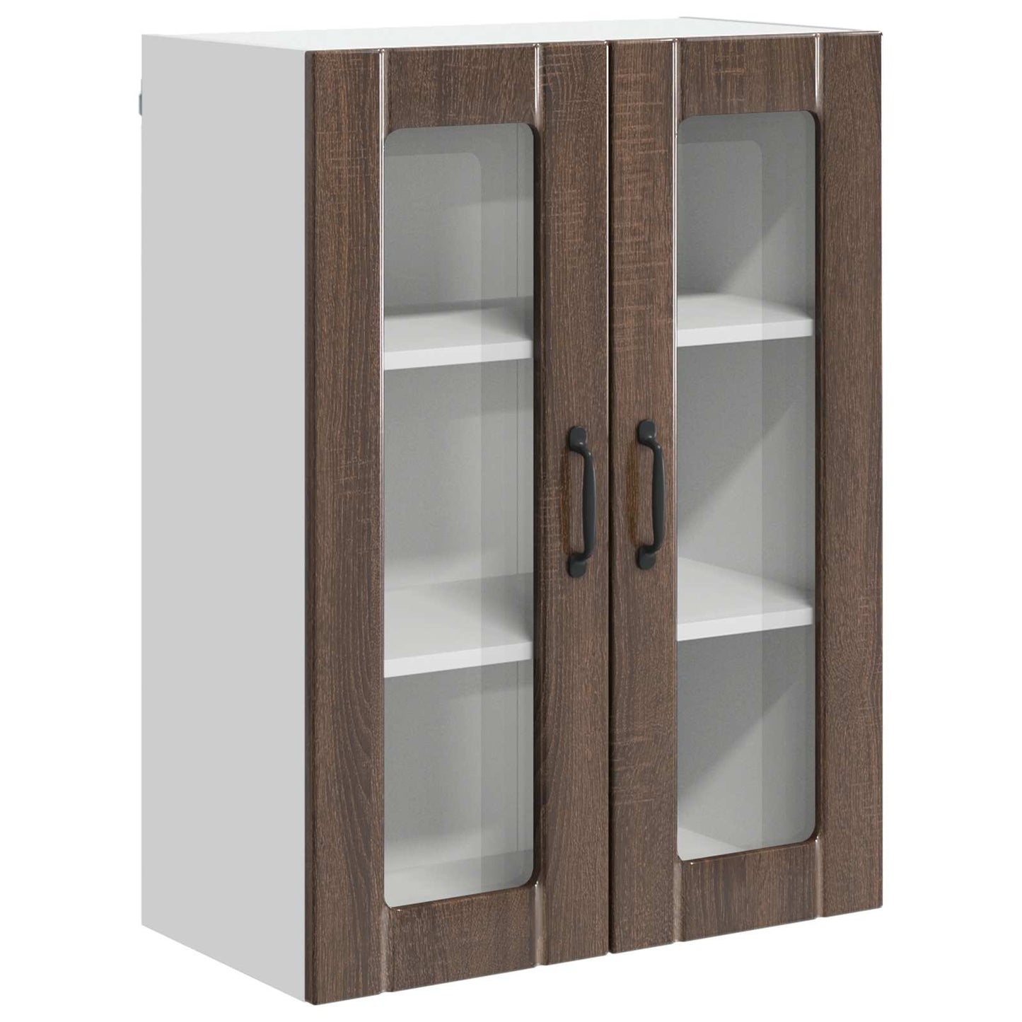 vidaXL Wall Glass Cabinet LUCCA Brown Oak 60 x 31 x 80 cm