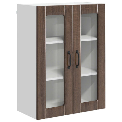vidaXL Wall Glass Cabinet LUCCA Brown Oak 60 x 31 x 80 cm