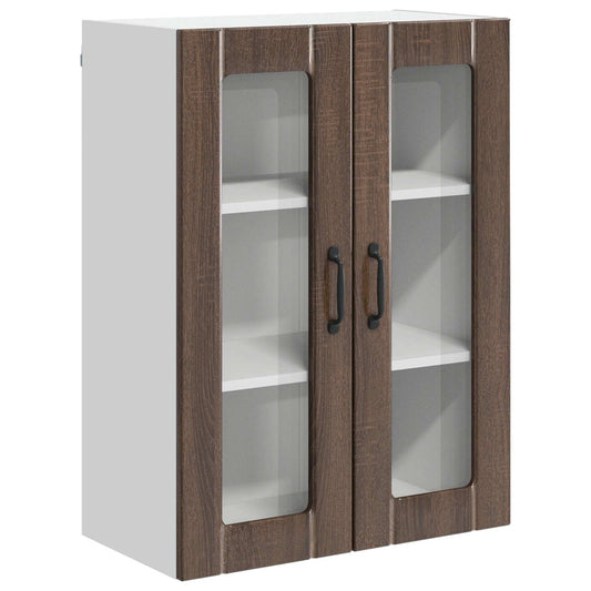 vidaXL Wall Glass Cabinet LUCCA Brown Oak 60 x 31 x 80 cm