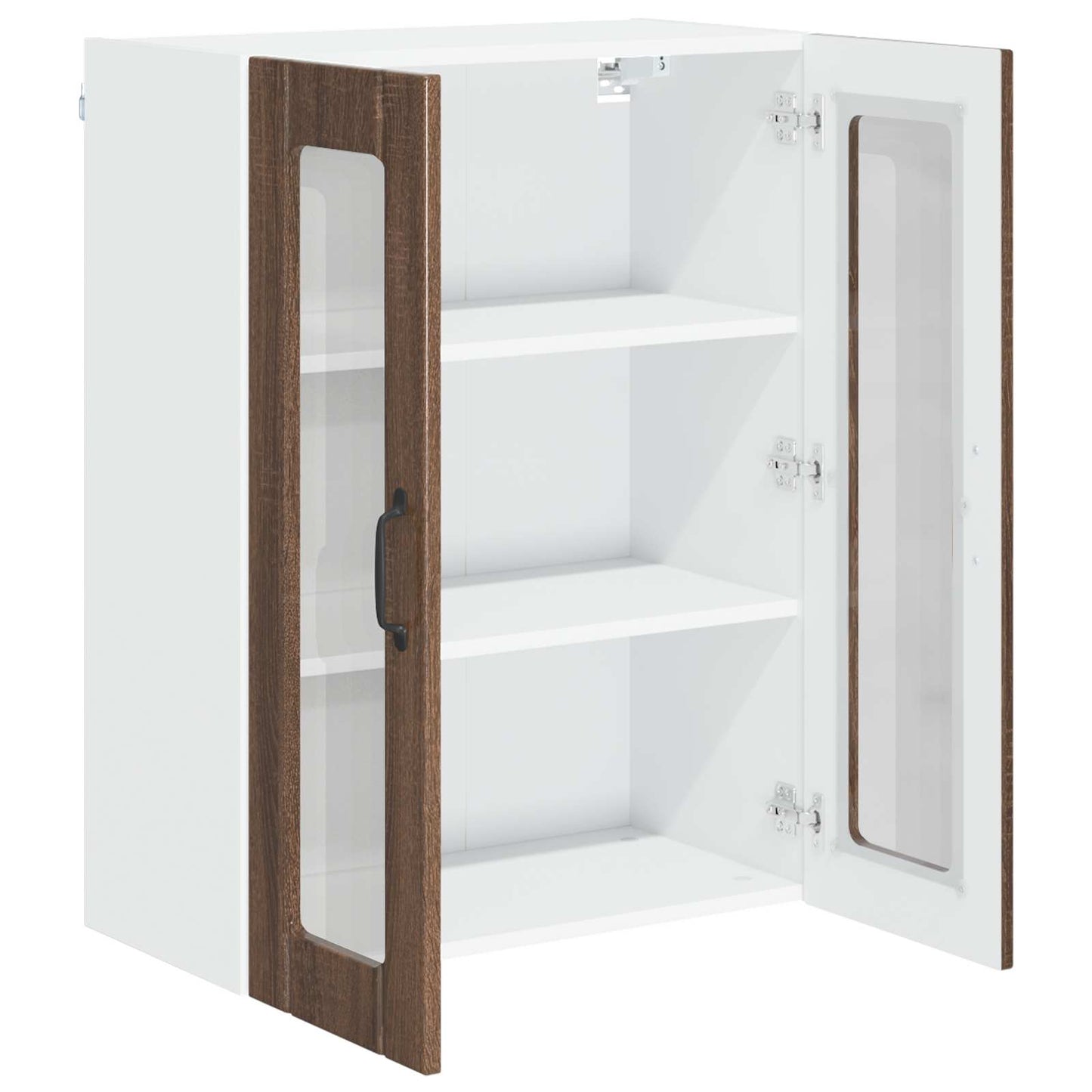 vidaXL Wall Glass Cabinet LUCCA Brown Oak 60 x 31 x 80 cm