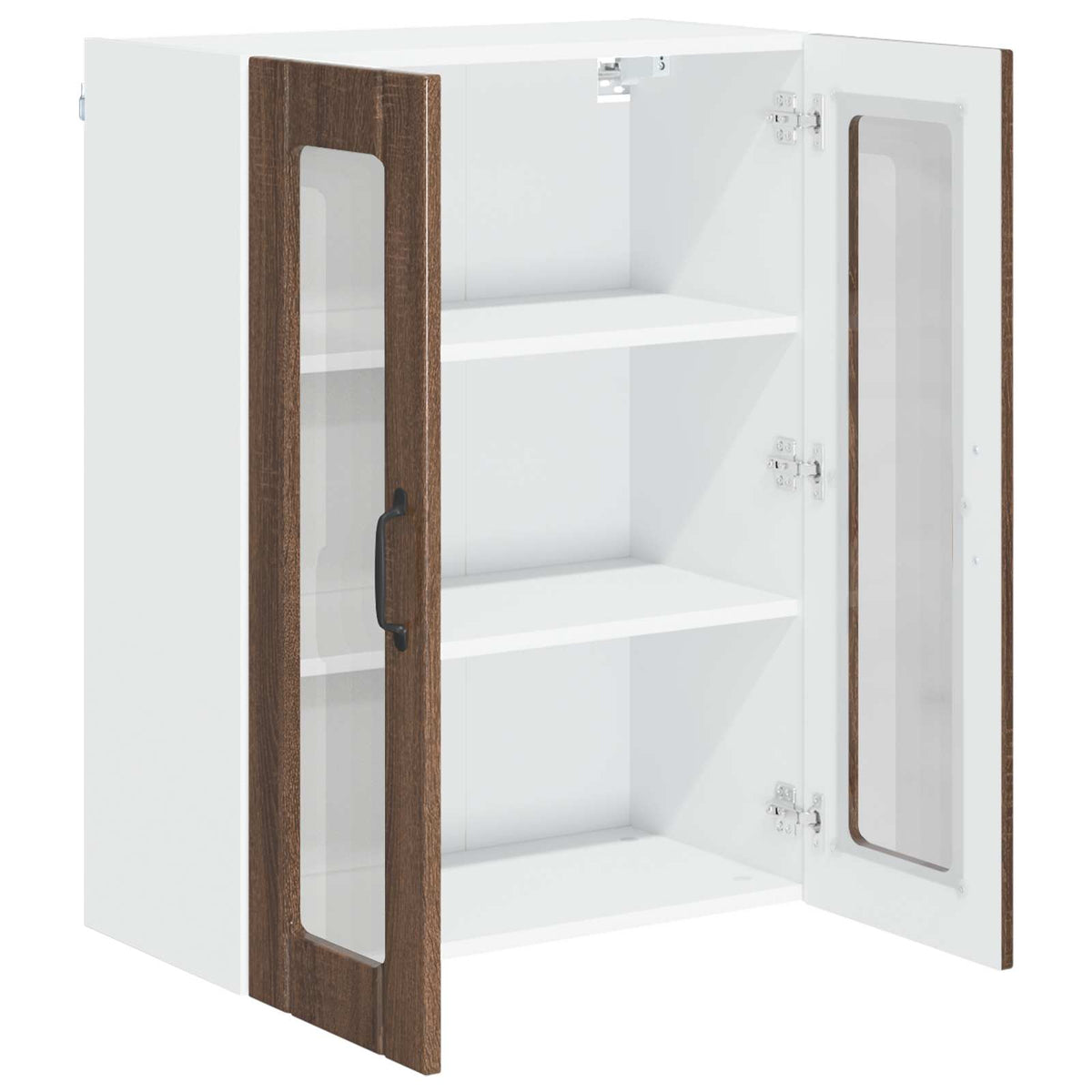vidaXL Wall Glass Cabinet LUCCA Brown Oak 60 x 31 x 80 cm