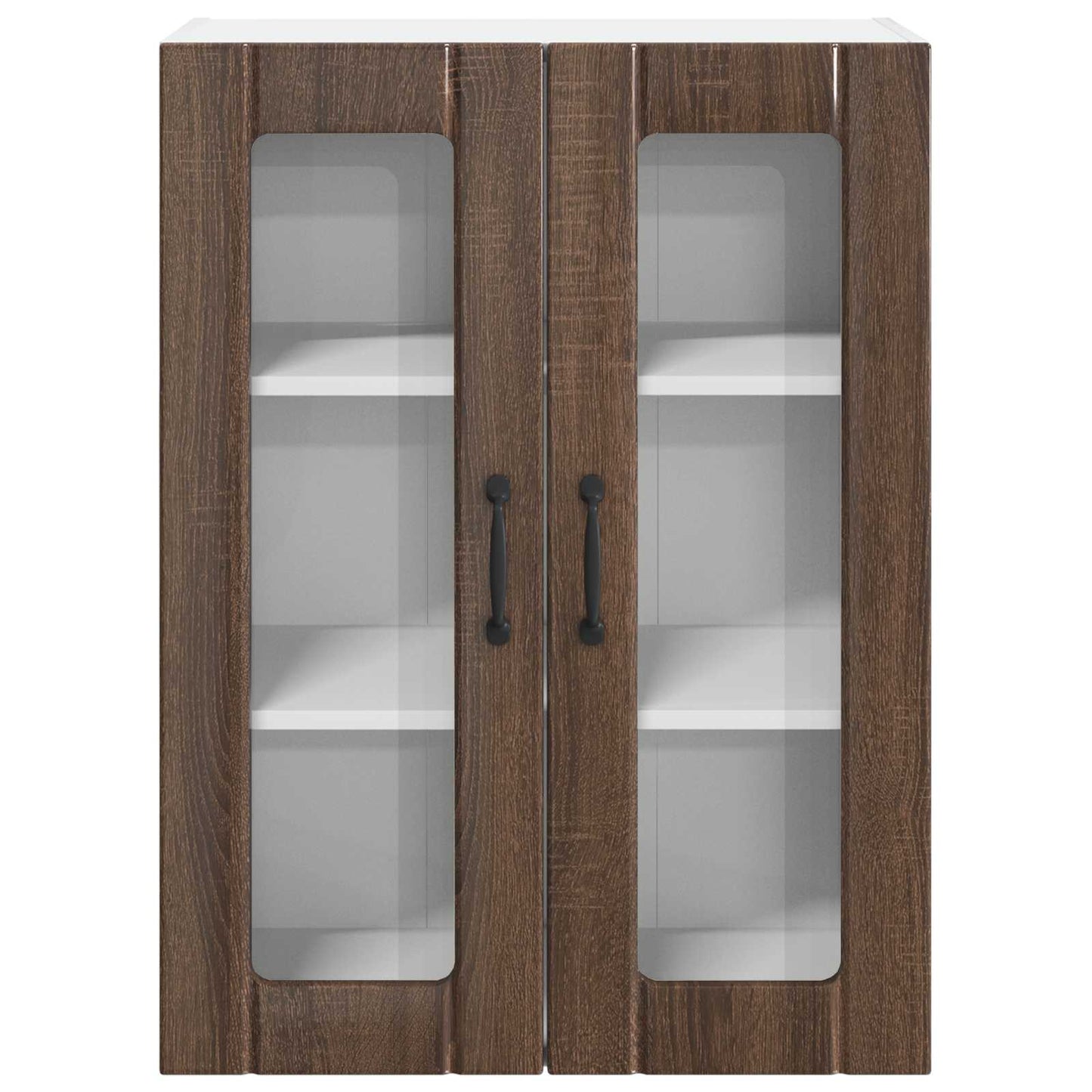 vidaXL Wall Glass Cabinet LUCCA Brown Oak 60 x 31 x 80 cm