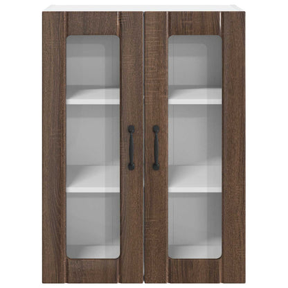 vidaXL Wall Glass Cabinet LUCCA Brown Oak 60 x 31 x 80 cm