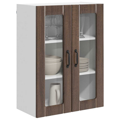 vidaXL Wall Glass Cabinet LUCCA Brown Oak 60 x 31 x 80 cm