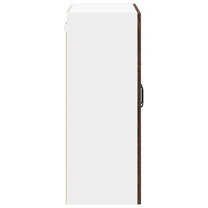 vidaXL Wall Glass Cabinet LUCCA Brown Oak 60 x 31 x 80 cm