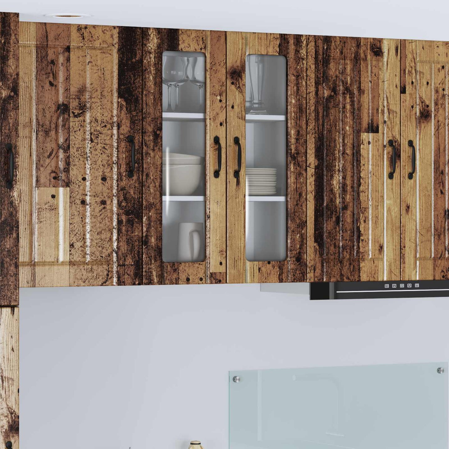 vidaXL Wall Glass Cabinet LUCCA Old Wood 60 x 31 x 80 cm