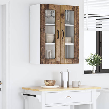 vidaXL Wall Glass Cabinet LUCCA Old Wood 60 x 31 x 80 cm