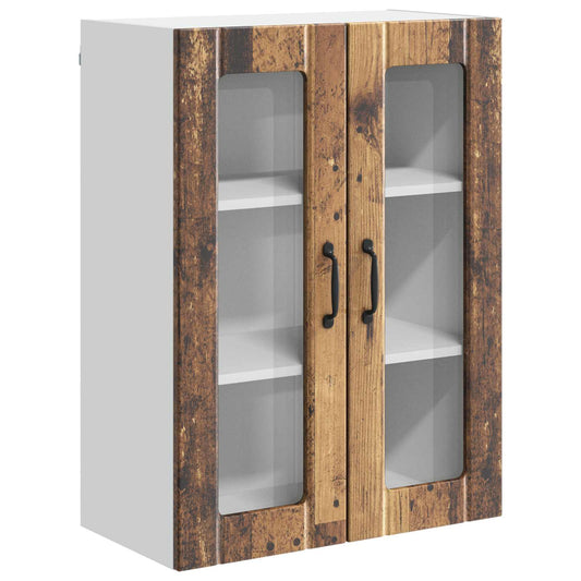vidaXL Wall Glass Cabinet LUCCA Old Wood 60 x 31 x 80 cm
