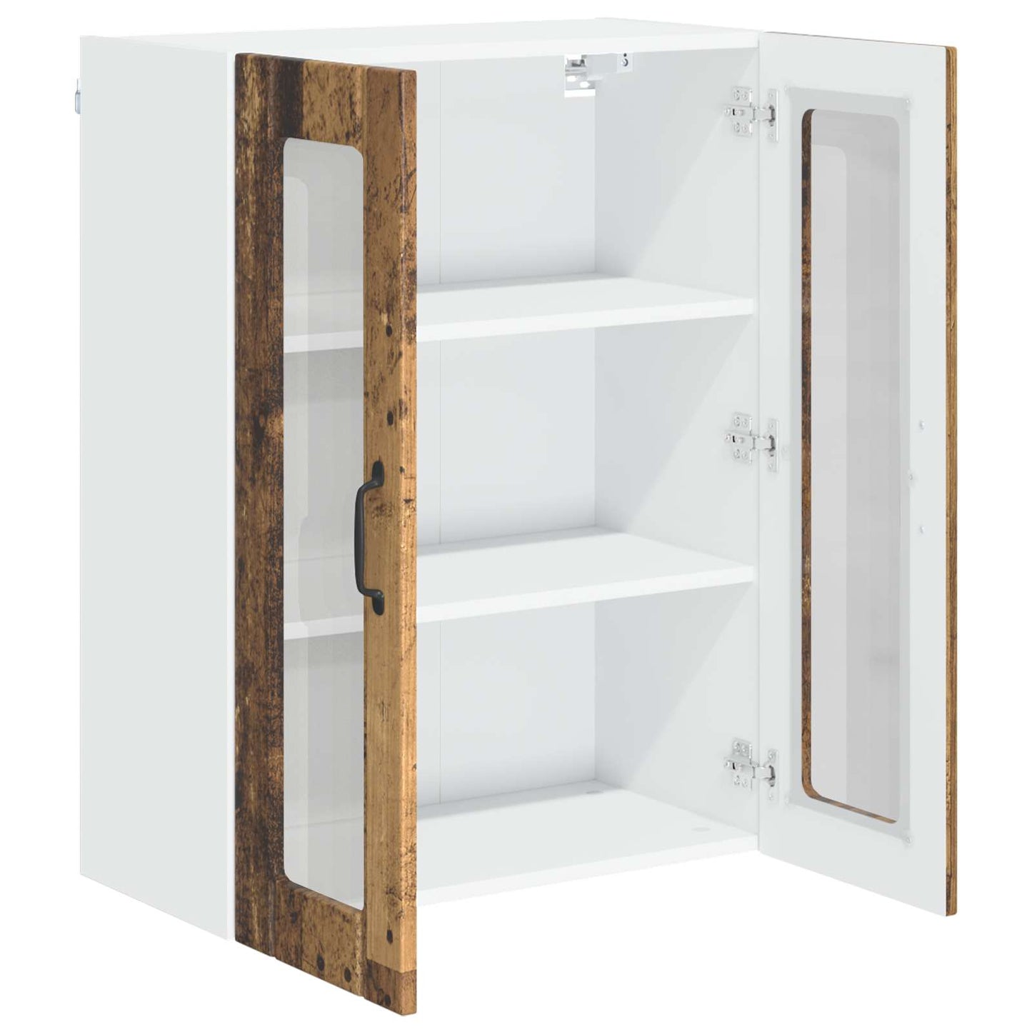 vidaXL Wall Glass Cabinet LUCCA Old Wood 60 x 31 x 80 cm