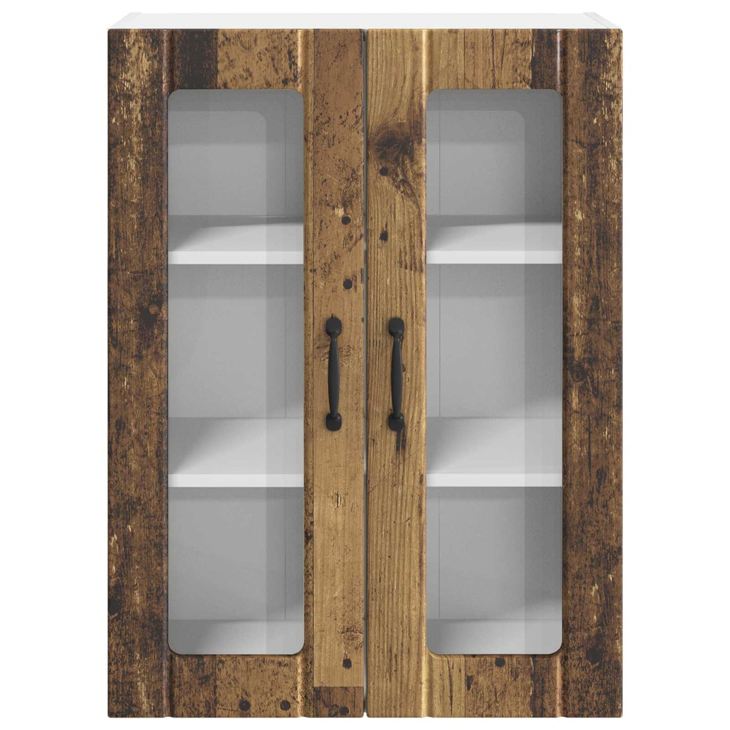vidaXL Wall Glass Cabinet LUCCA Old Wood 60 x 31 x 80 cm