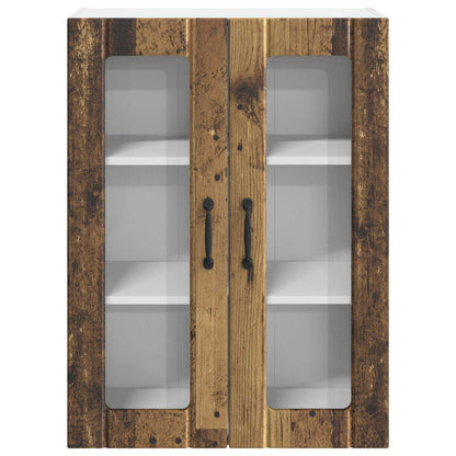 vidaXL Wall Glass Cabinet LUCCA Old Wood 60 x 31 x 80 cm