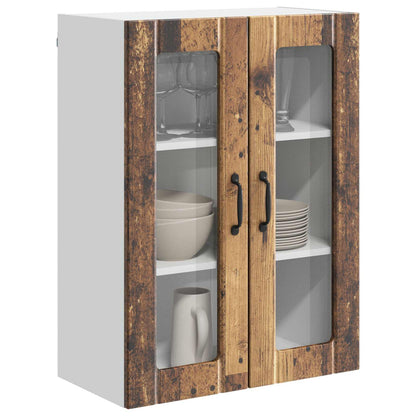 vidaXL Wall Glass Cabinet LUCCA Old Wood 60 x 31 x 80 cm