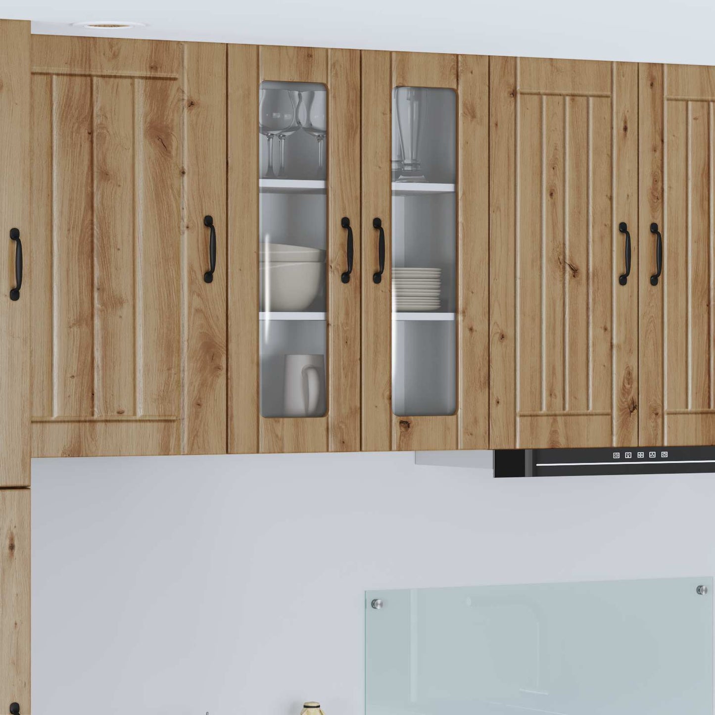 vidaXL Wall Glass Cabinet LUCCA Artisan Oak 60 x 31 x 80 cm
