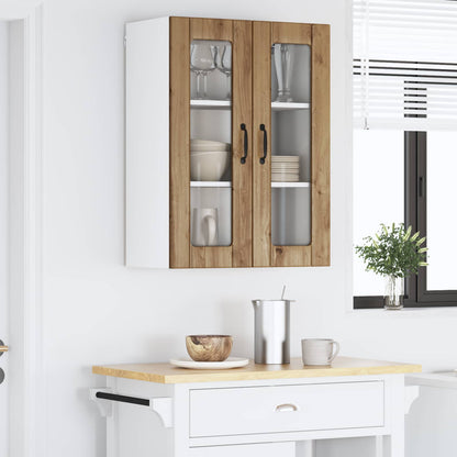 vidaXL Wall Glass Cabinet LUCCA Artisan Oak 60 x 31 x 80 cm