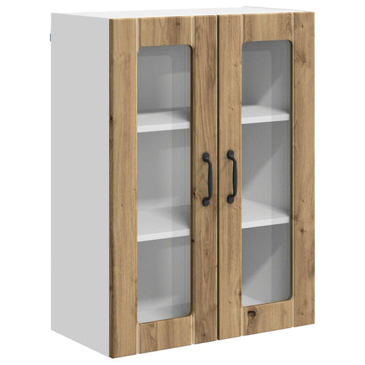 vidaXL Wall Glass Cabinet LUCCA Artisan Oak 60 x 31 x 80 cm