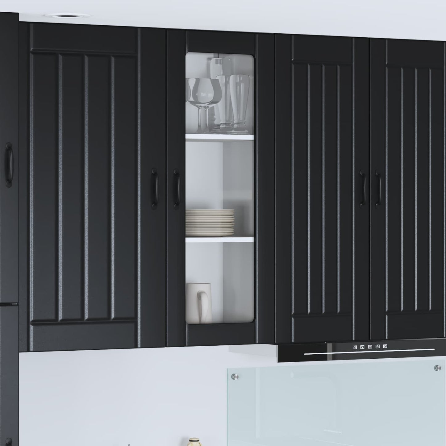 vidaXL Wall Glass Cabinet LUCCA Black 40 x 31 x 100 cm Engineered Wood
