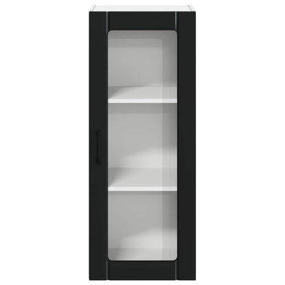 vidaXL Wall Glass Cabinet LUCCA Black 40 x 31 x 100 cm Engineered Wood