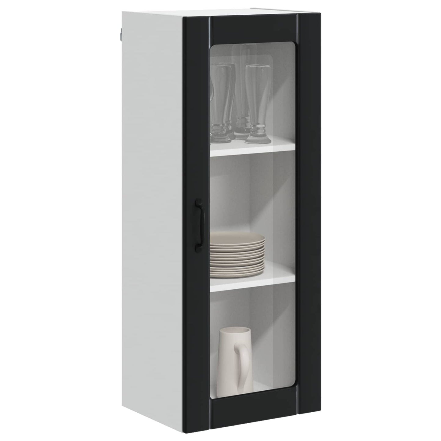 vidaXL Wall Glass Cabinet LUCCA Black 40 x 31 x 100 cm Engineered Wood