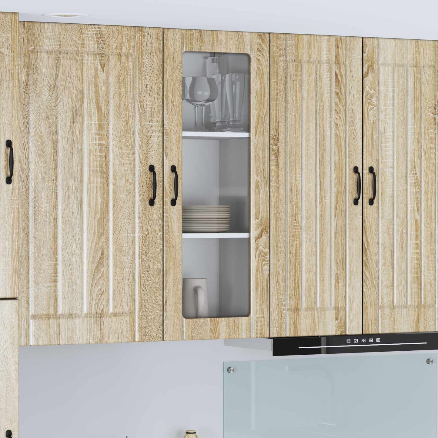 vidaXL Wall Glass Cabinet LUCCA Sonoma Oak 40 x 31 x 100 cm