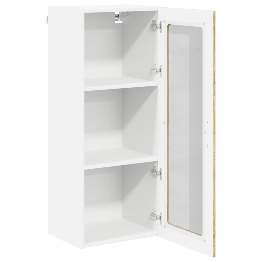 vidaXL Wall Glass Cabinet LUCCA Sonoma Oak 40 x 31 x 100 cm