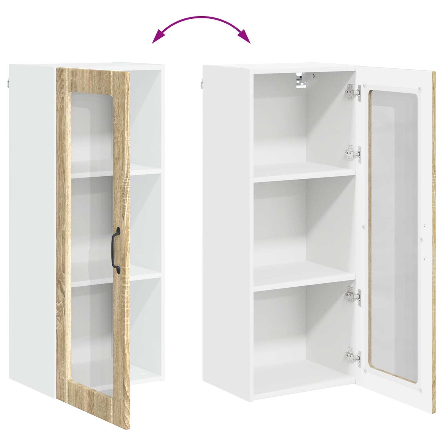 vidaXL Wall Glass Cabinet LUCCA Sonoma Oak 40 x 31 x 100 cm
