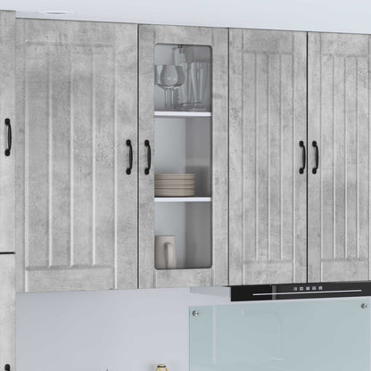 vidaXL Wall Glass Cabinet LUCCA Concrete Grey 40 x 31 x 100 cm