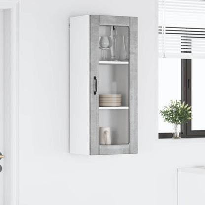 vidaXL Wall Glass Cabinet LUCCA Concrete Grey 40 x 31 x 100 cm