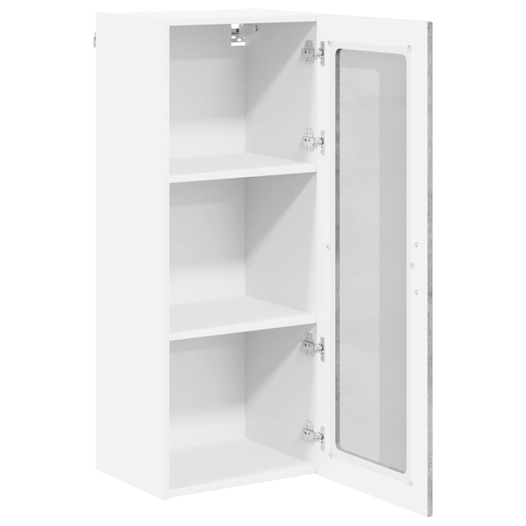vidaXL Wall Glass Cabinet LUCCA Concrete Grey 40 x 31 x 100 cm