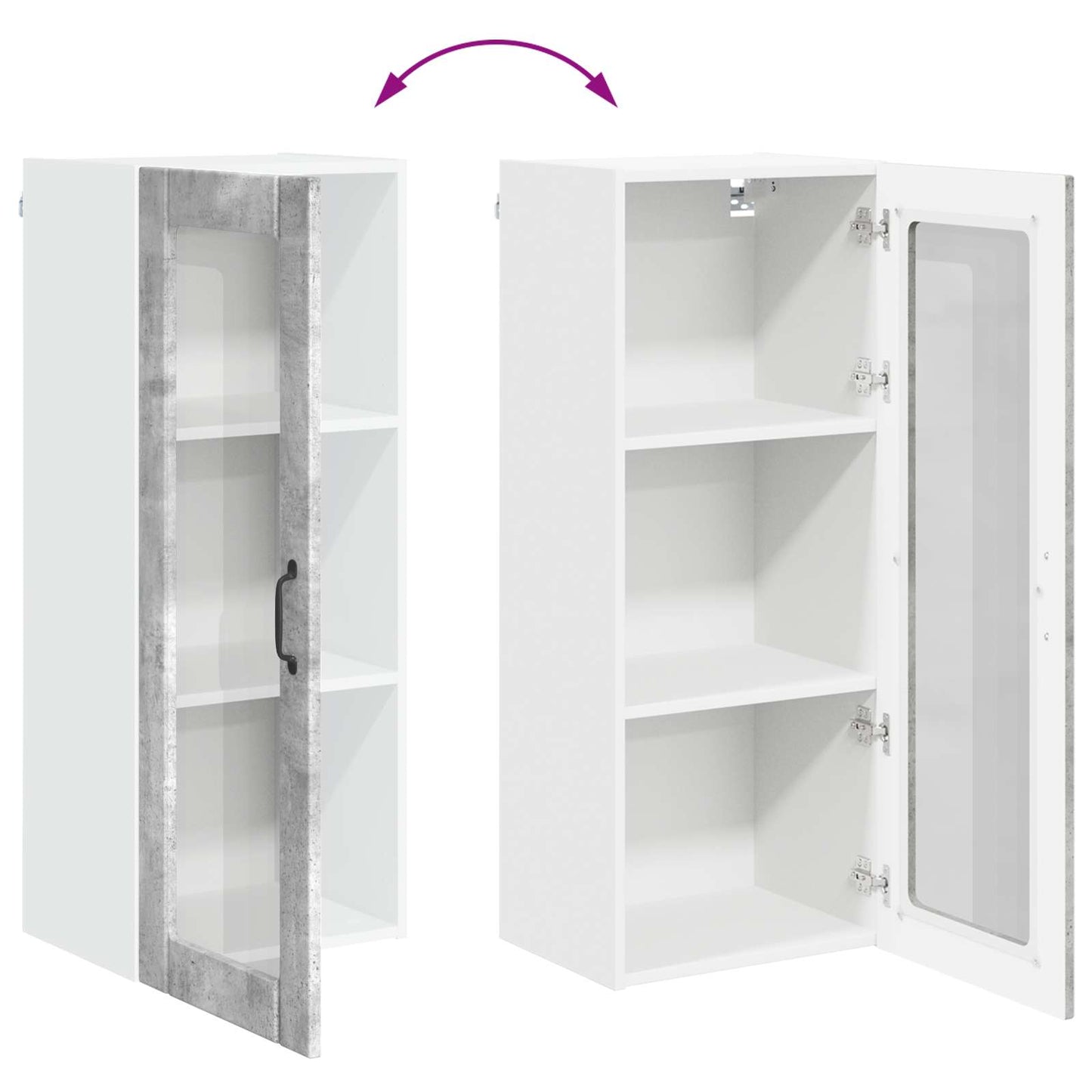 vidaXL Wall Glass Cabinet LUCCA Concrete Grey 40 x 31 x 100 cm