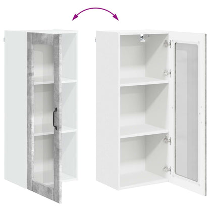 vidaXL Wall Glass Cabinet LUCCA Concrete Grey 40 x 31 x 100 cm
