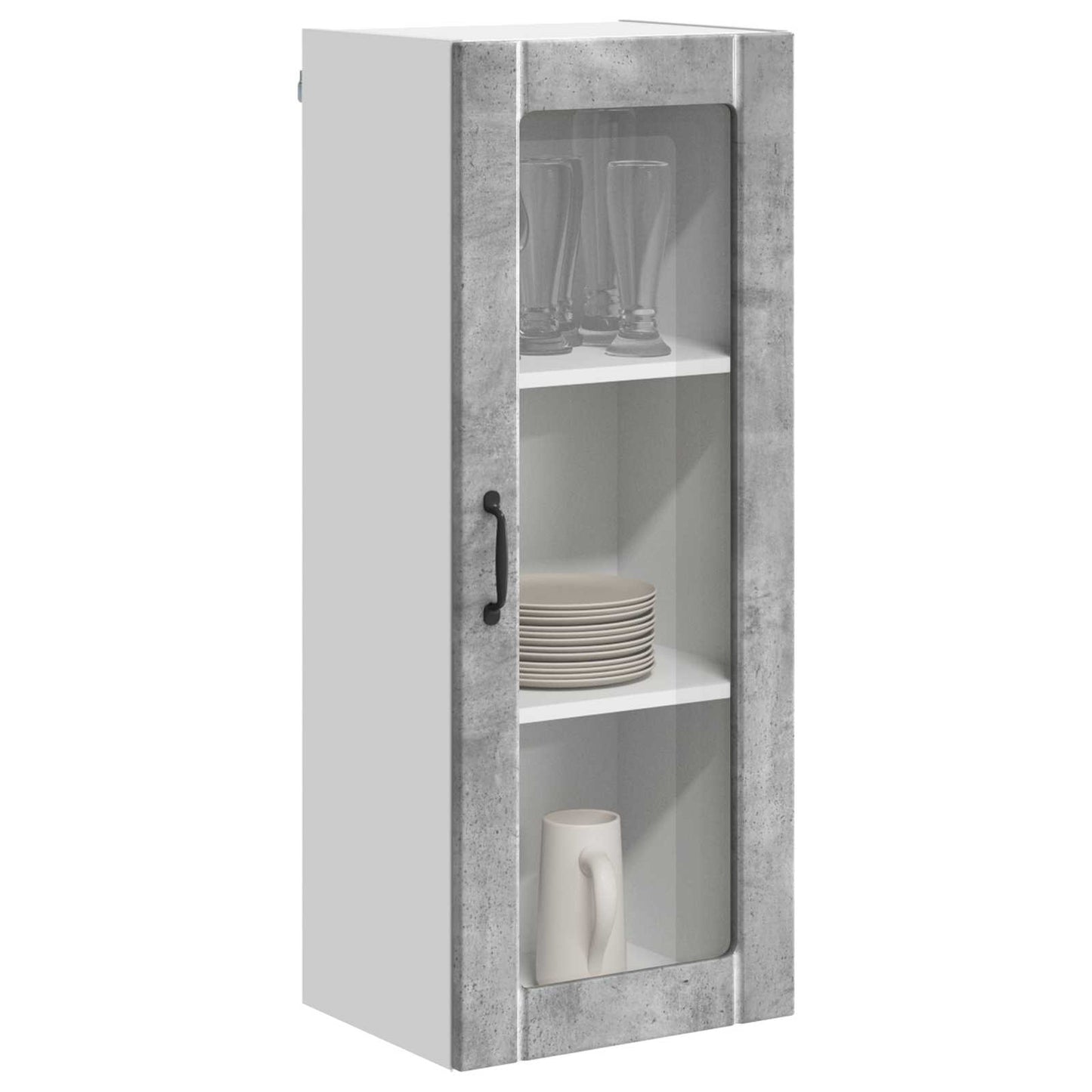 vidaXL Wall Glass Cabinet LUCCA Concrete Grey 40 x 31 x 100 cm