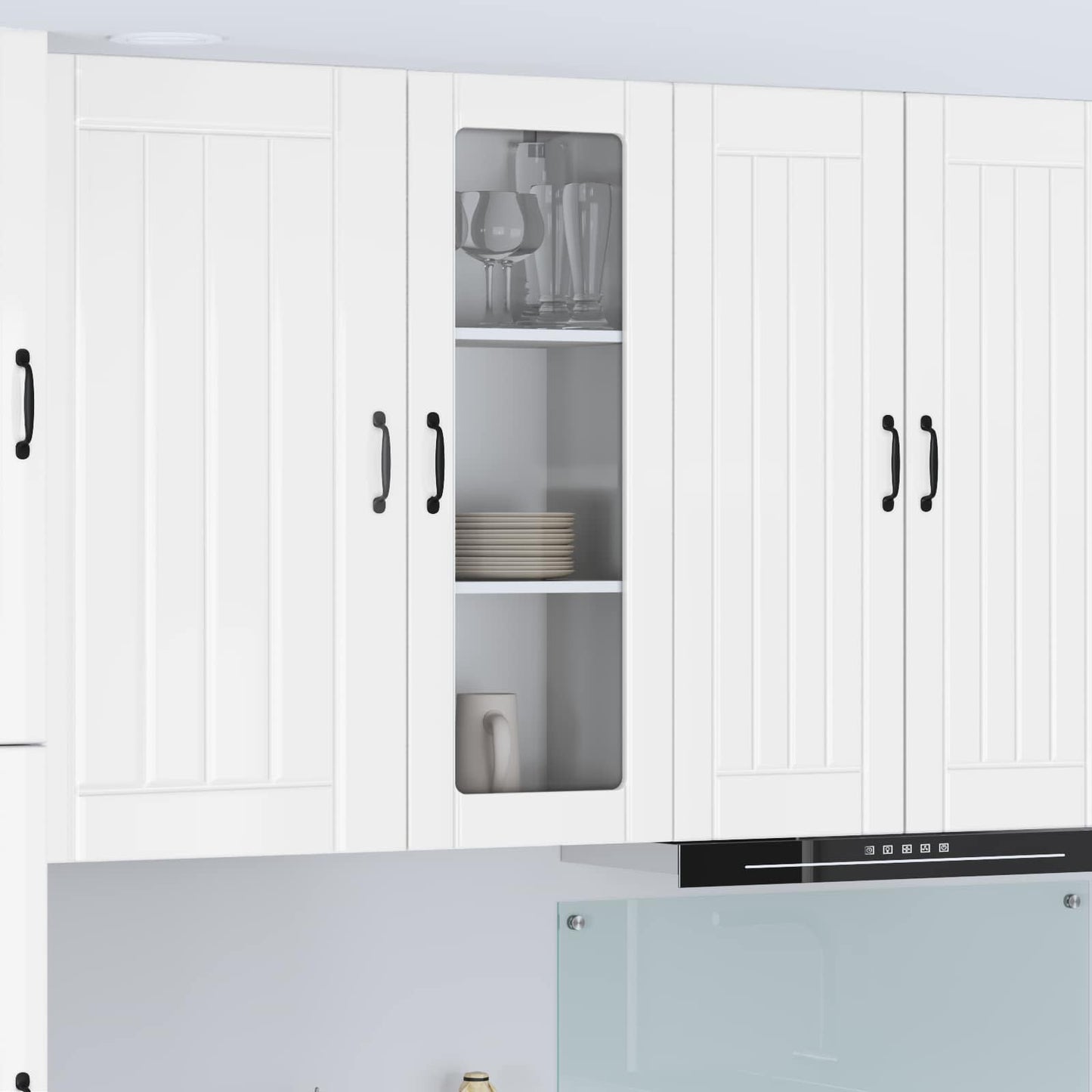 vidaXL Wall Glass Cabinet LUCCA High Gloss White 40 x 31 x 100 cm