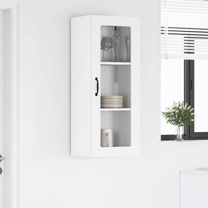 vidaXL Wall Glass Cabinet LUCCA High Gloss White 40 x 31 x 100 cm