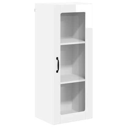 vidaXL Wall Glass Cabinet LUCCA High Gloss White 40 x 31 x 100 cm