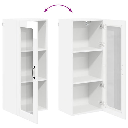 vidaXL Wall Glass Cabinet LUCCA High Gloss White 40 x 31 x 100 cm
