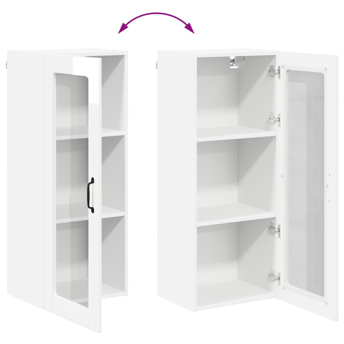 vidaXL Wall Glass Cabinet LUCCA High Gloss White 40 x 31 x 100 cm