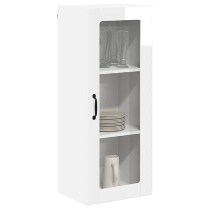vidaXL Wall Glass Cabinet LUCCA High Gloss White 40 x 31 x 100 cm