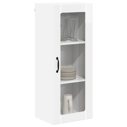 vidaXL Wall Glass Cabinet LUCCA High Gloss White 40 x 31 x 100 cm