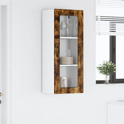 vidaXL Wall Glass Cabinet LUCCA Smoked Oak 40 x 31 x 100 cm