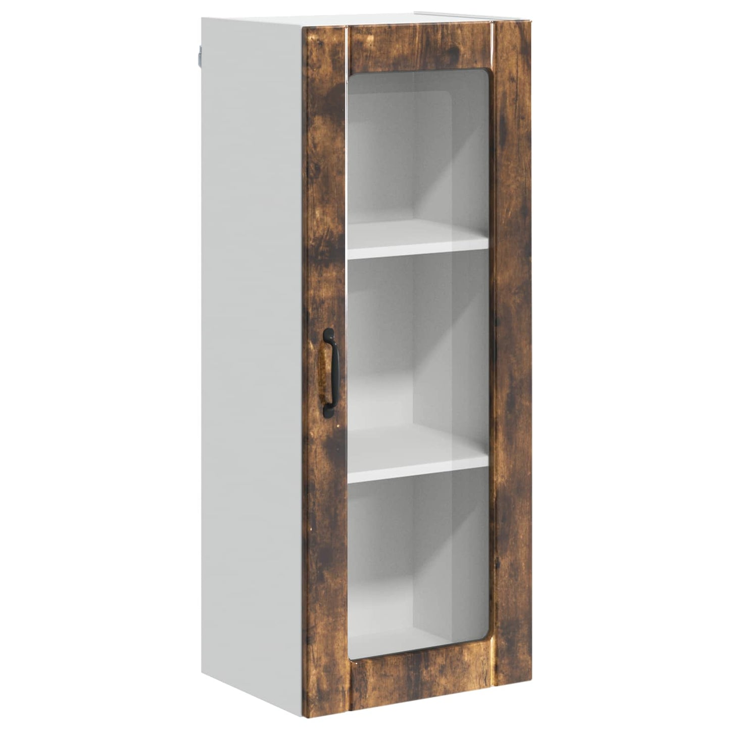 vidaXL Wall Glass Cabinet LUCCA Smoked Oak 40 x 31 x 100 cm